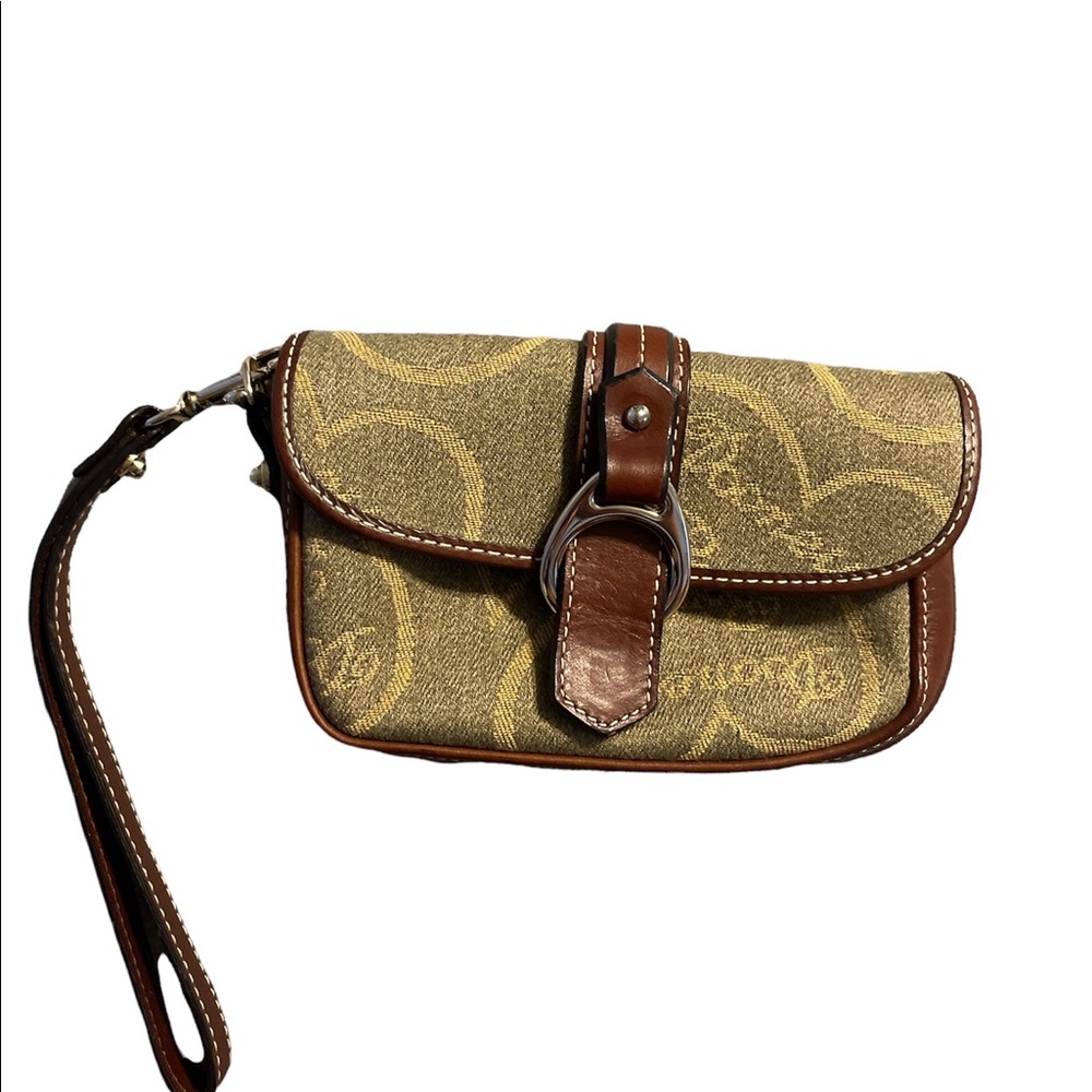 Dooney & Bourke Db Heart Canvas/Leather Wristlet - image 1